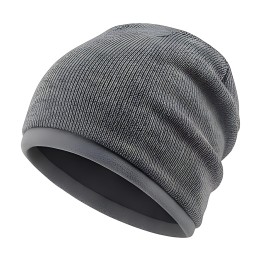 Slouchy σκούφος με μπάντα fleece γκρι