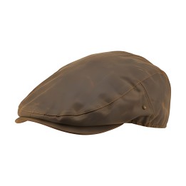 Flat cap από waxed cotton καφέ